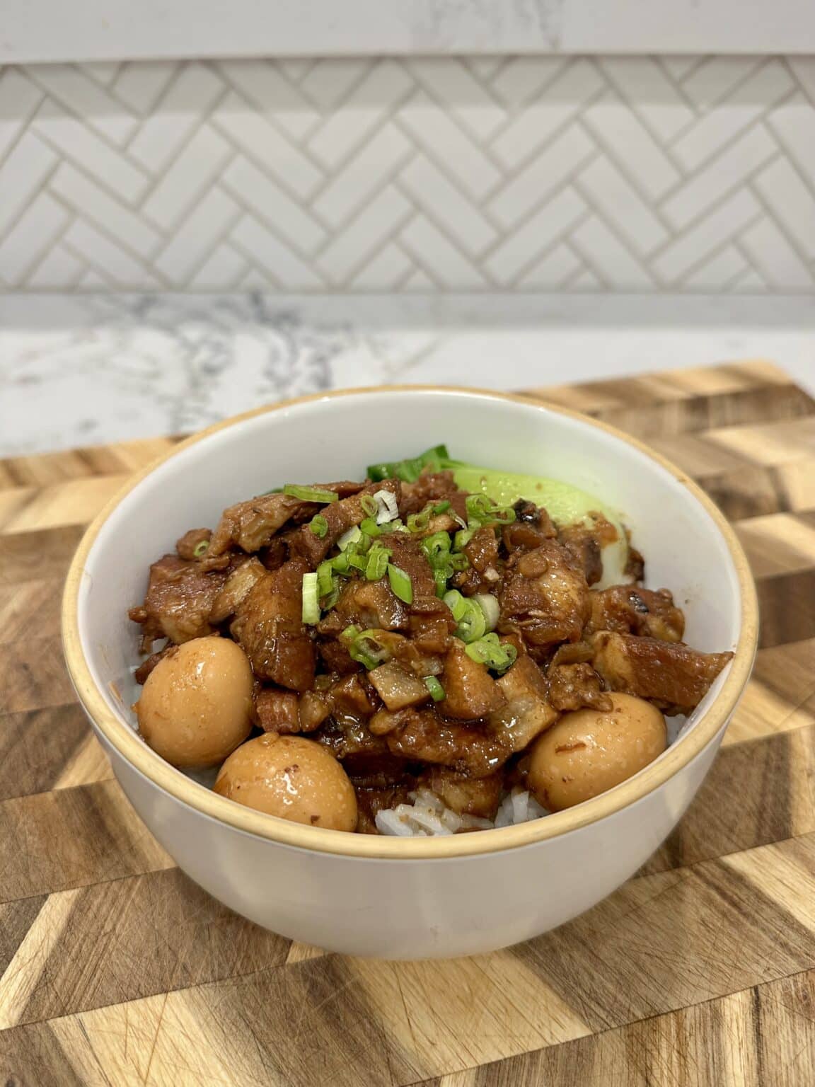 Lu Rou Chicken Taiwanese Braised Pork Belly (Lu Rou Fan) - TheSpicyJuju