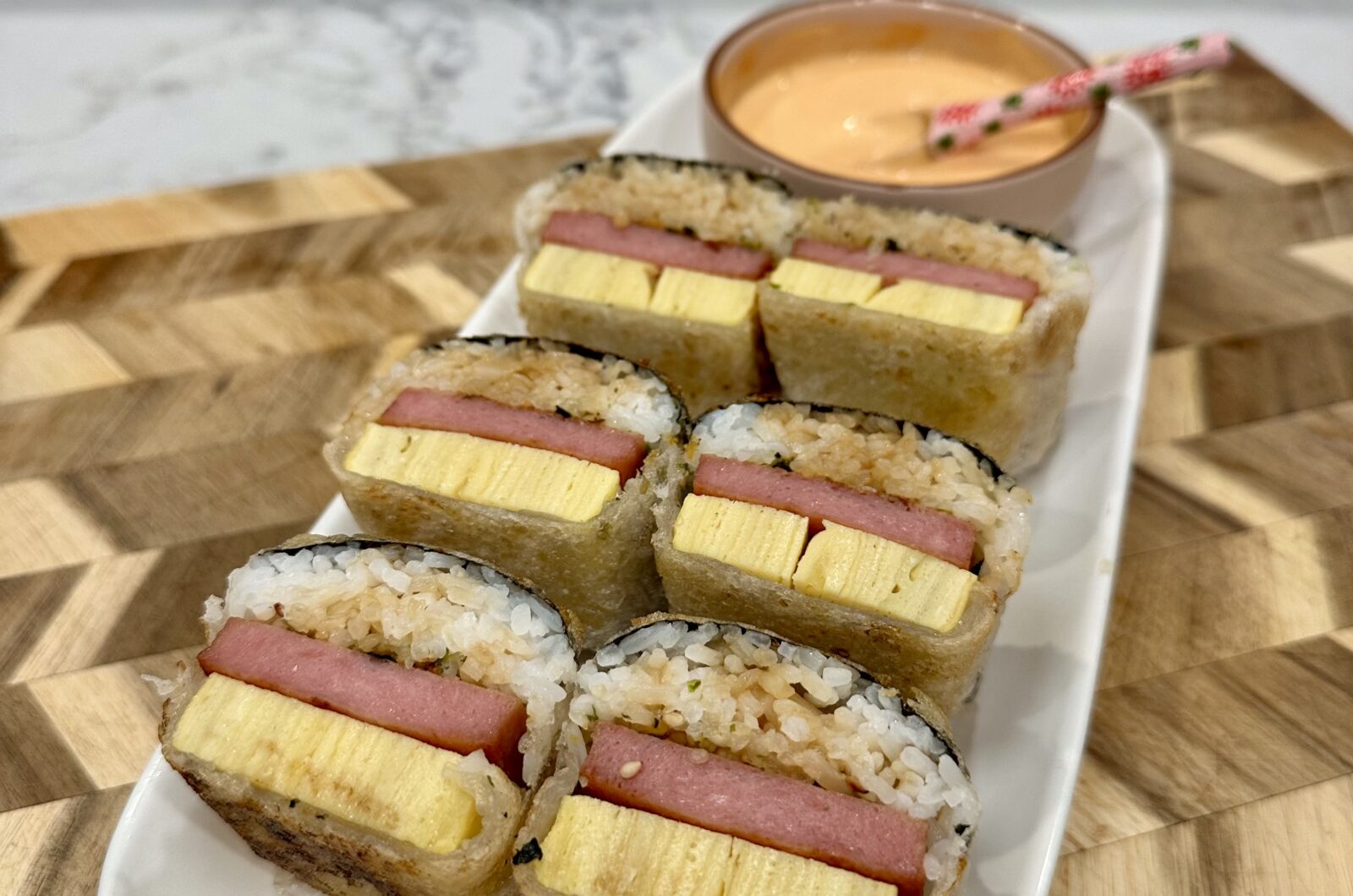 Crispy Spam Musubi with Tamago