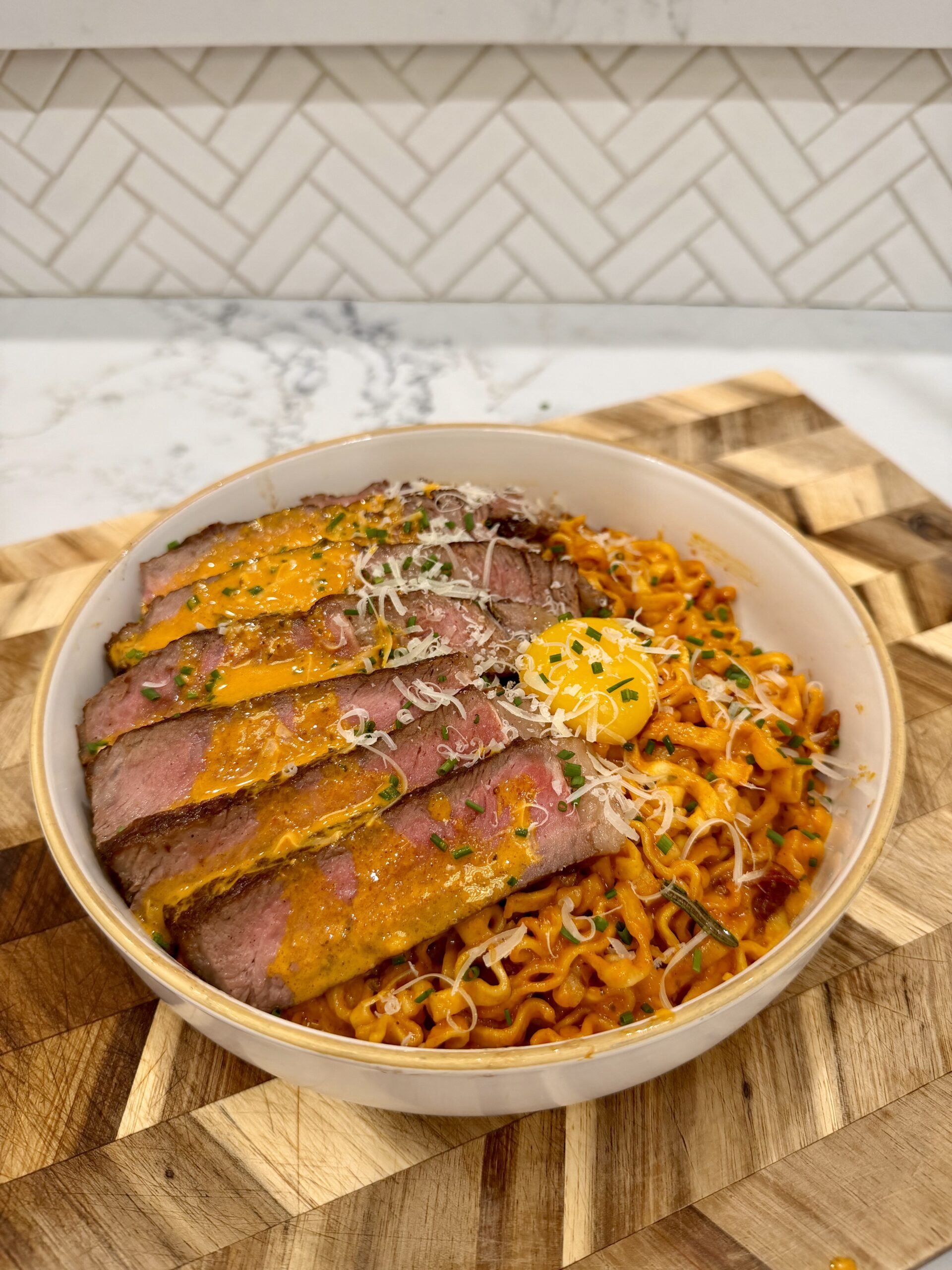 Valentine's Saucy Noodles and Ribeye Steak