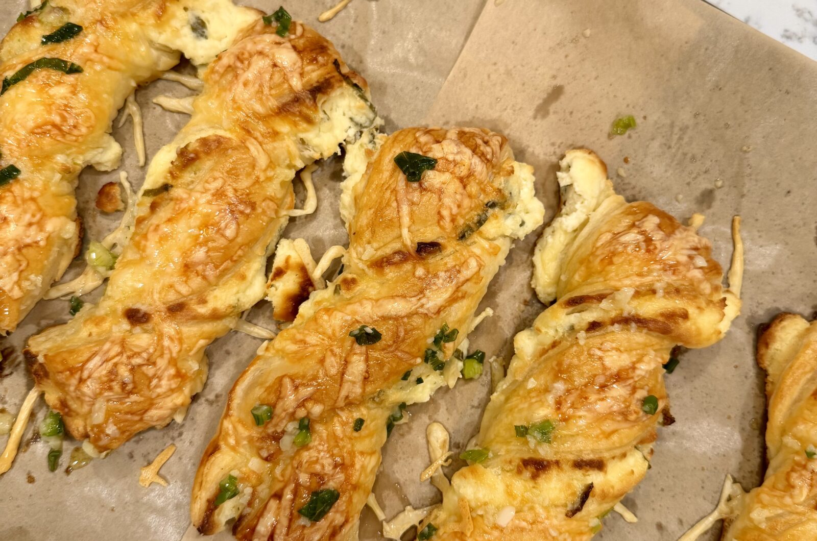 Scallion Cream Cheese Puff Pastry Twists